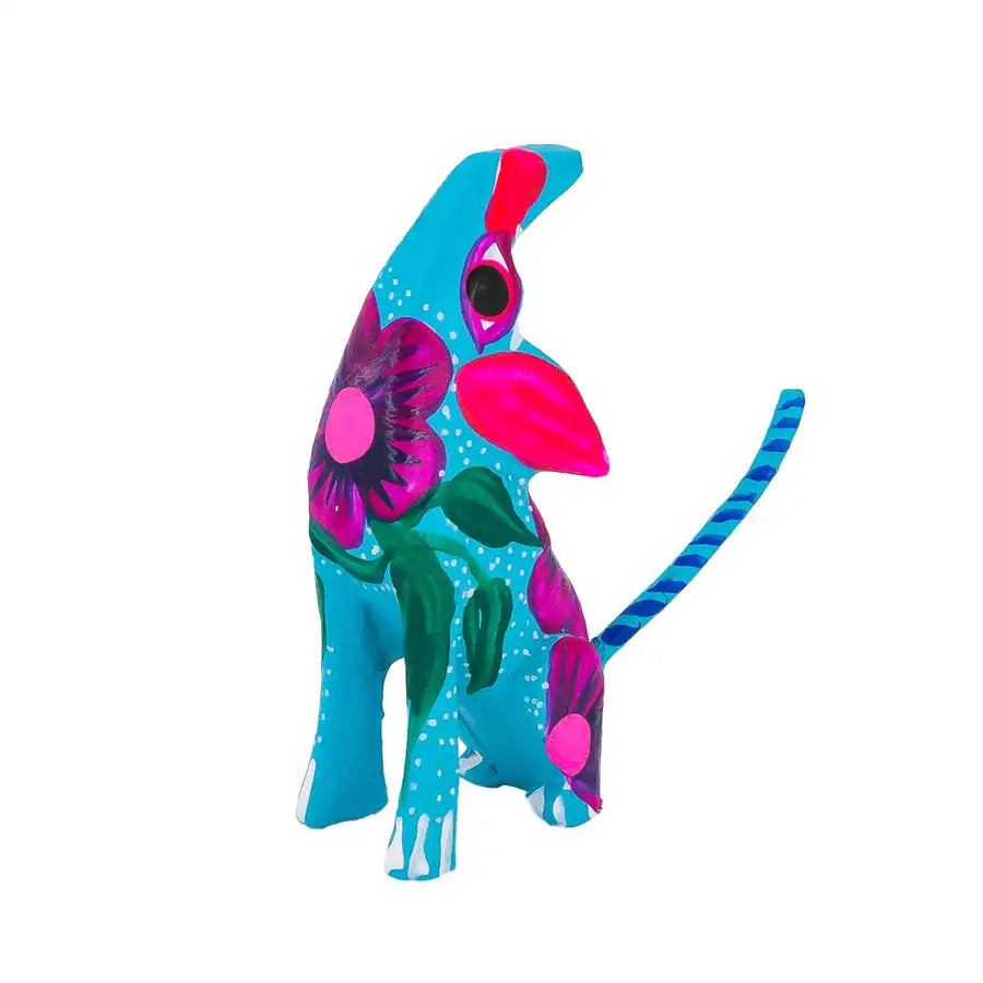 Hand Painted Howling Coyote Wooden Figurine - 13