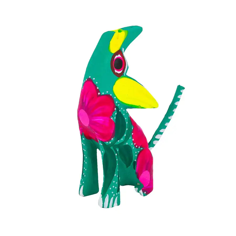 Hand Painted Howling Coyote Wooden Figurine - 14