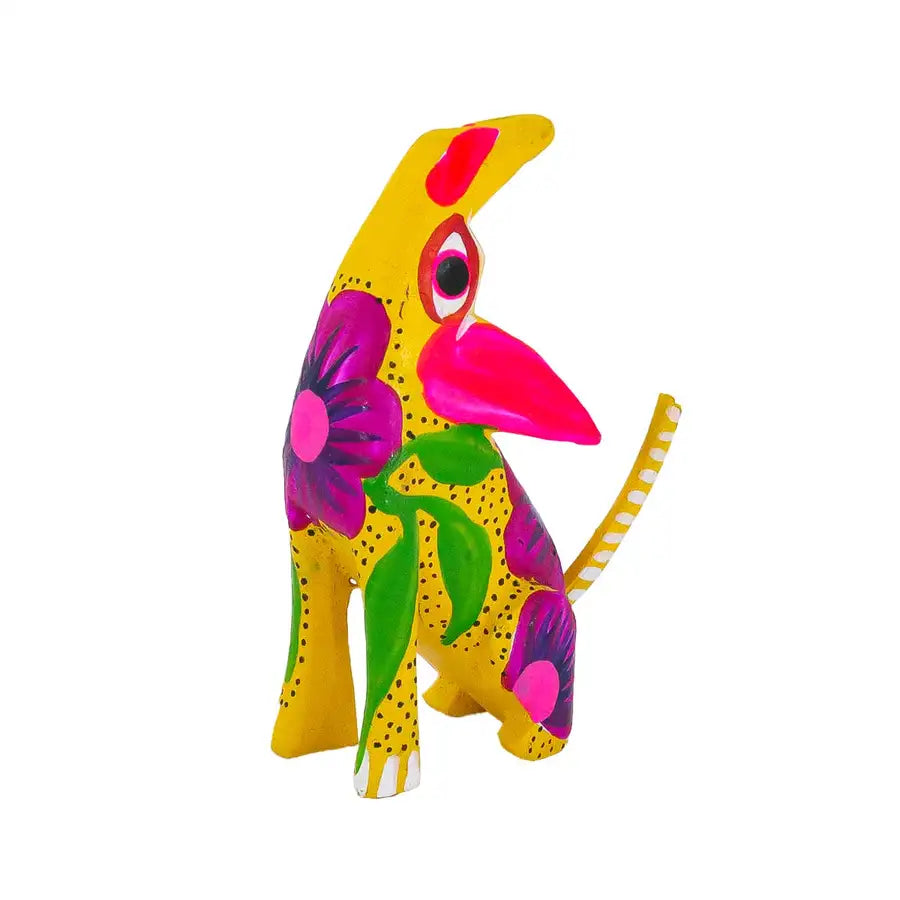 Hand Painted Howling Coyote Wooden Figurine - 15