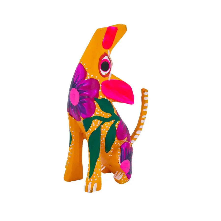 Hand Painted Howling Coyote Wooden Figurine - 16