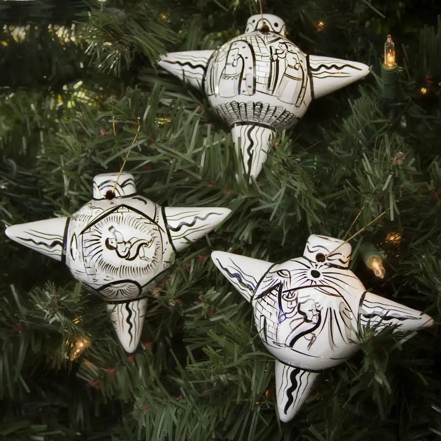 Black and White Piñata Clay Ornament