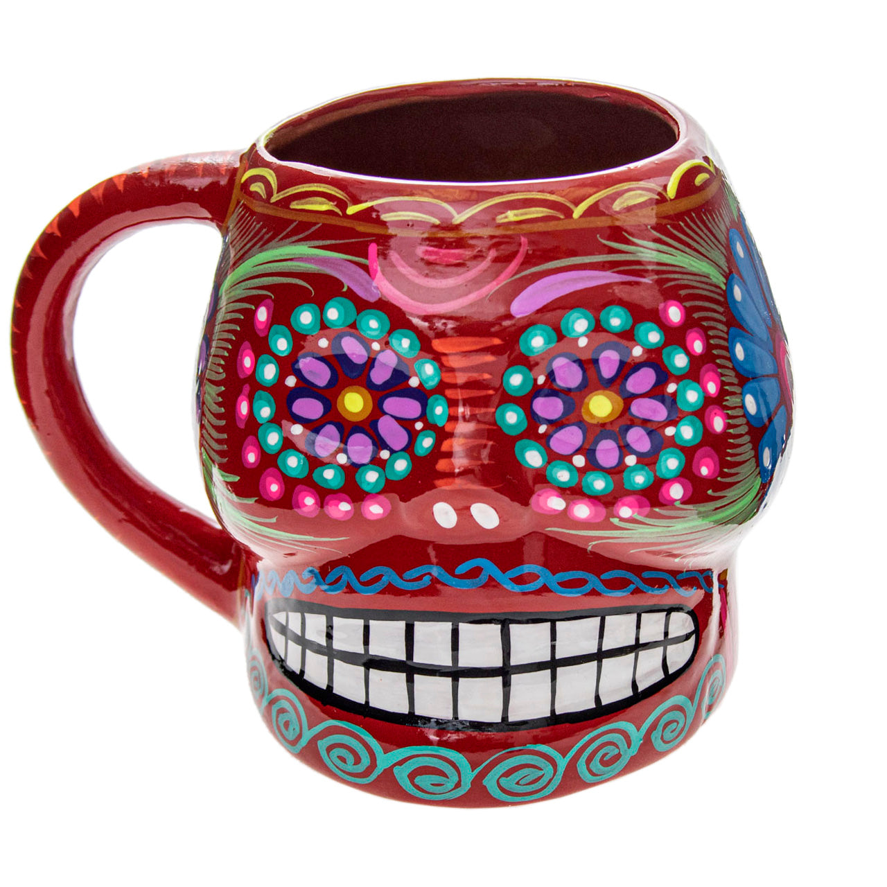 Sugar Skull Hand Painted Xalitla Clay Mug
