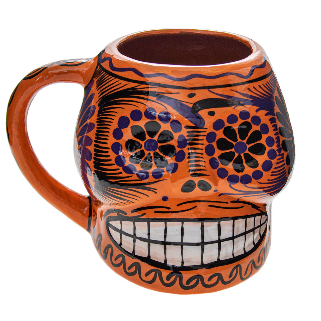 Sugar Skull Hand Painted Xalitla Clay Mug