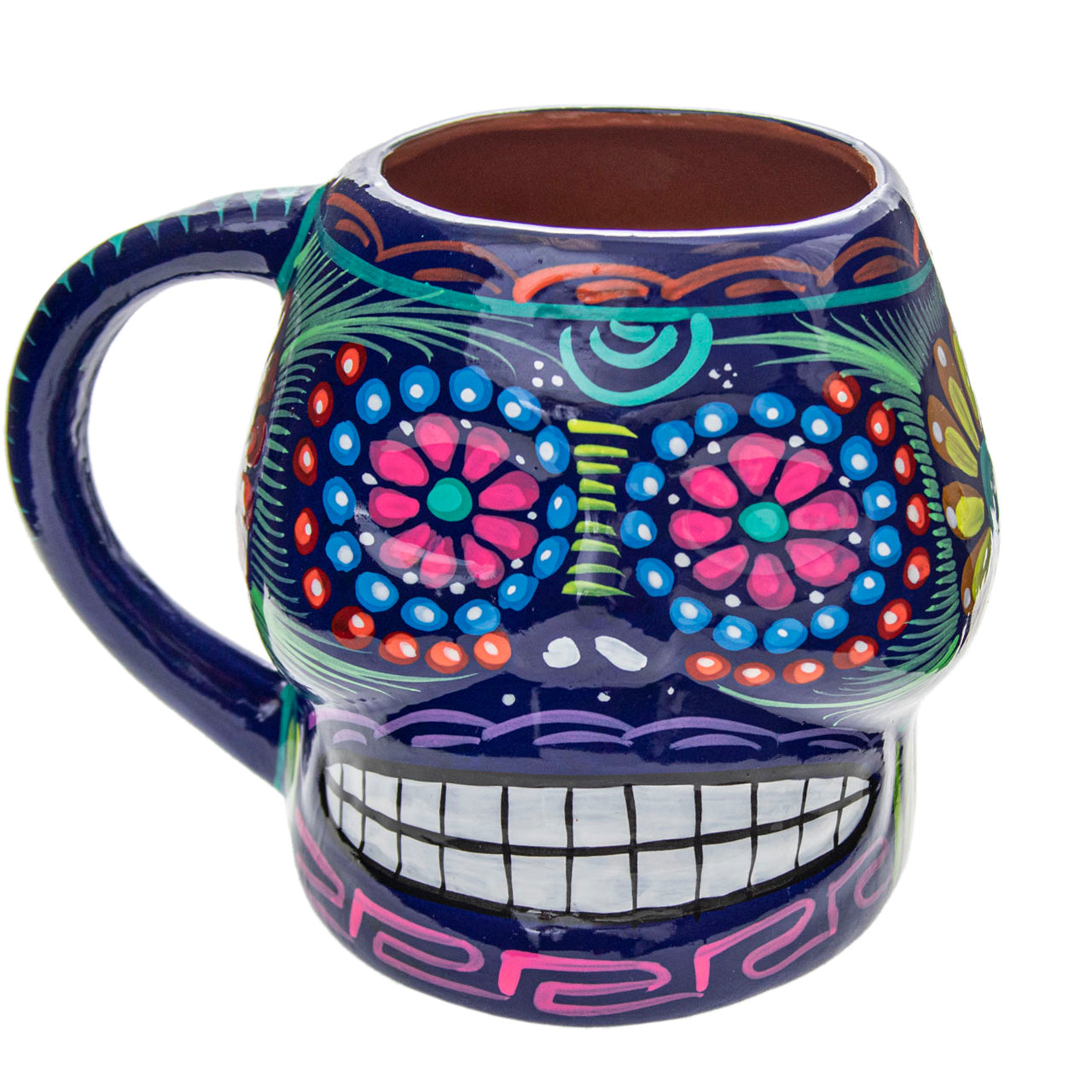 Sugar Skull Hand Painted Xalitla Clay Mug
