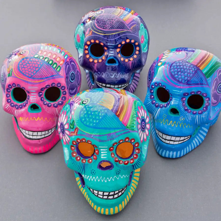 Large Hand Painted Xalitla Clay Sugar Skulls