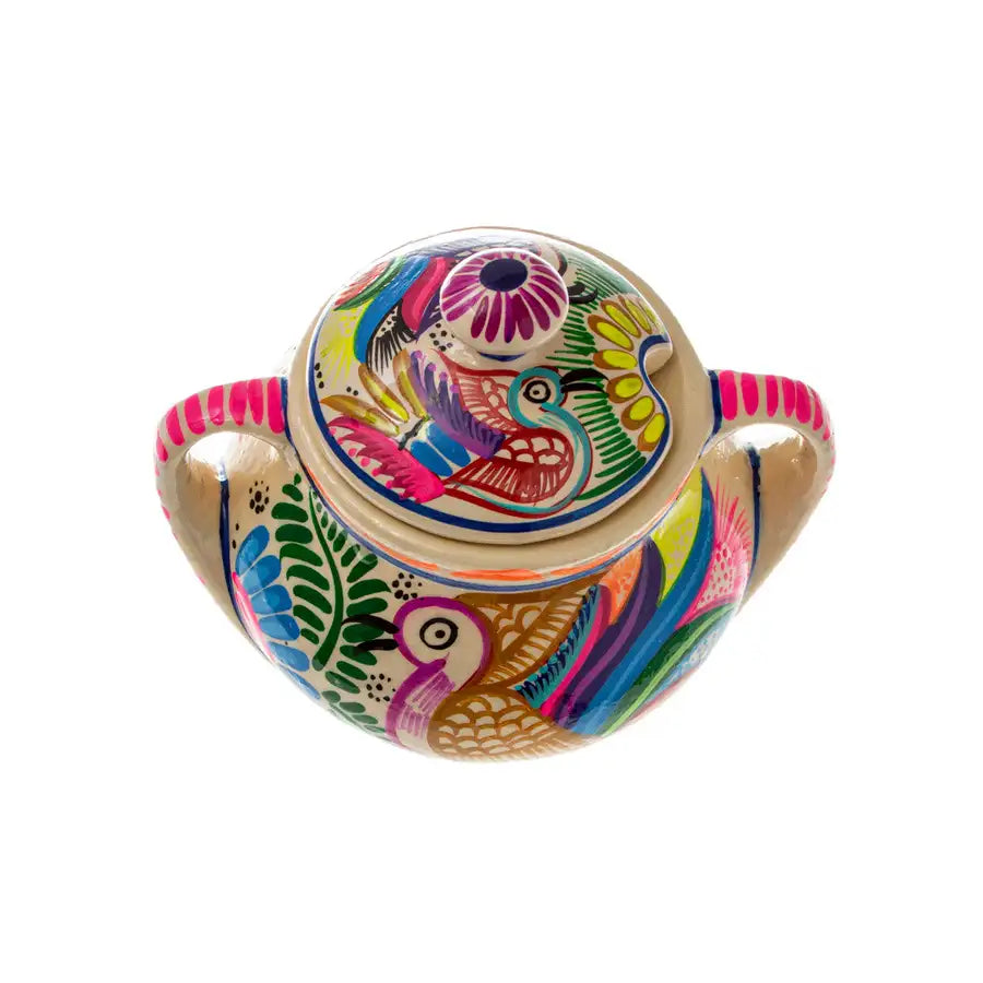 Hand-Painted Xalitla Clay Sugar Bowl - 1