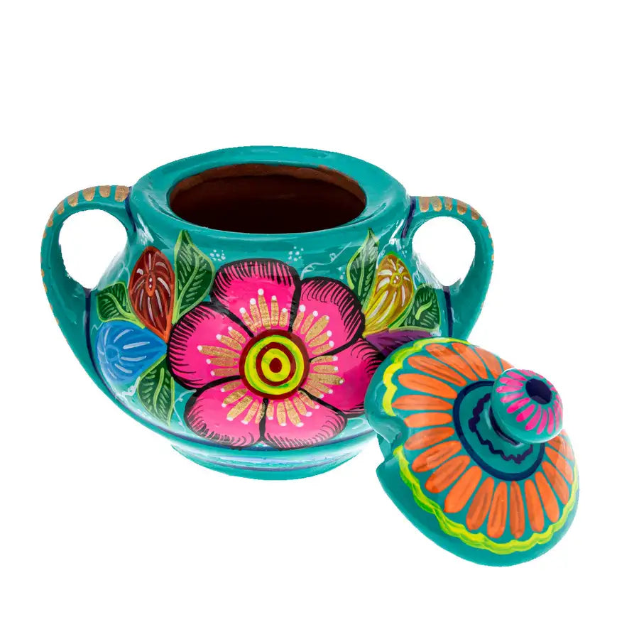 Hand-Painted Xalitla Clay Sugar Bowl - 2