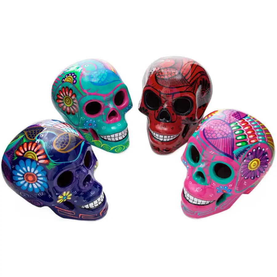 Hand Painted Xalitla Clay Sugar Skulls