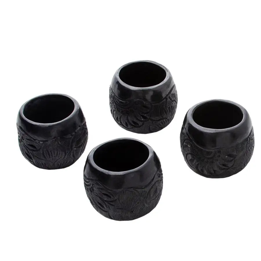 Shot Glass Set with Leather in Parota Serving Tray - 12