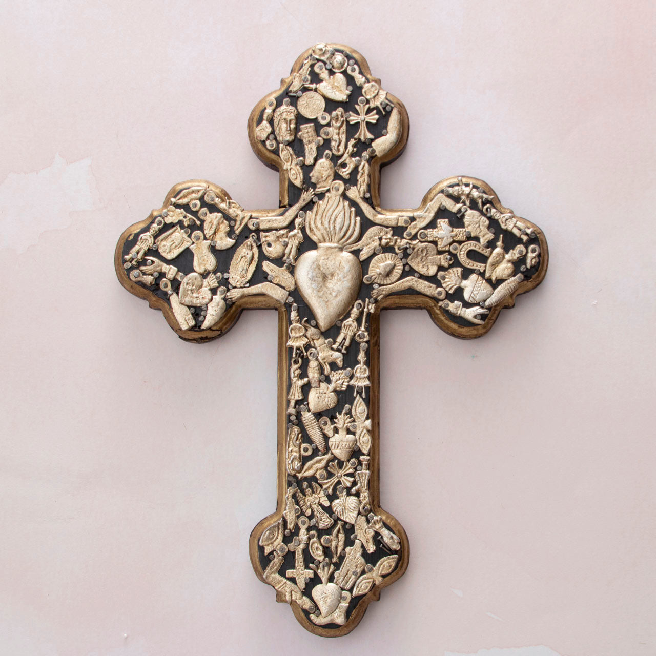 Wooden Wall Cross with Milagritos, Large