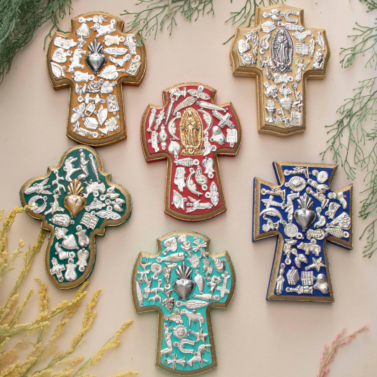 Wooden Wall Cross with Milagritos, Small