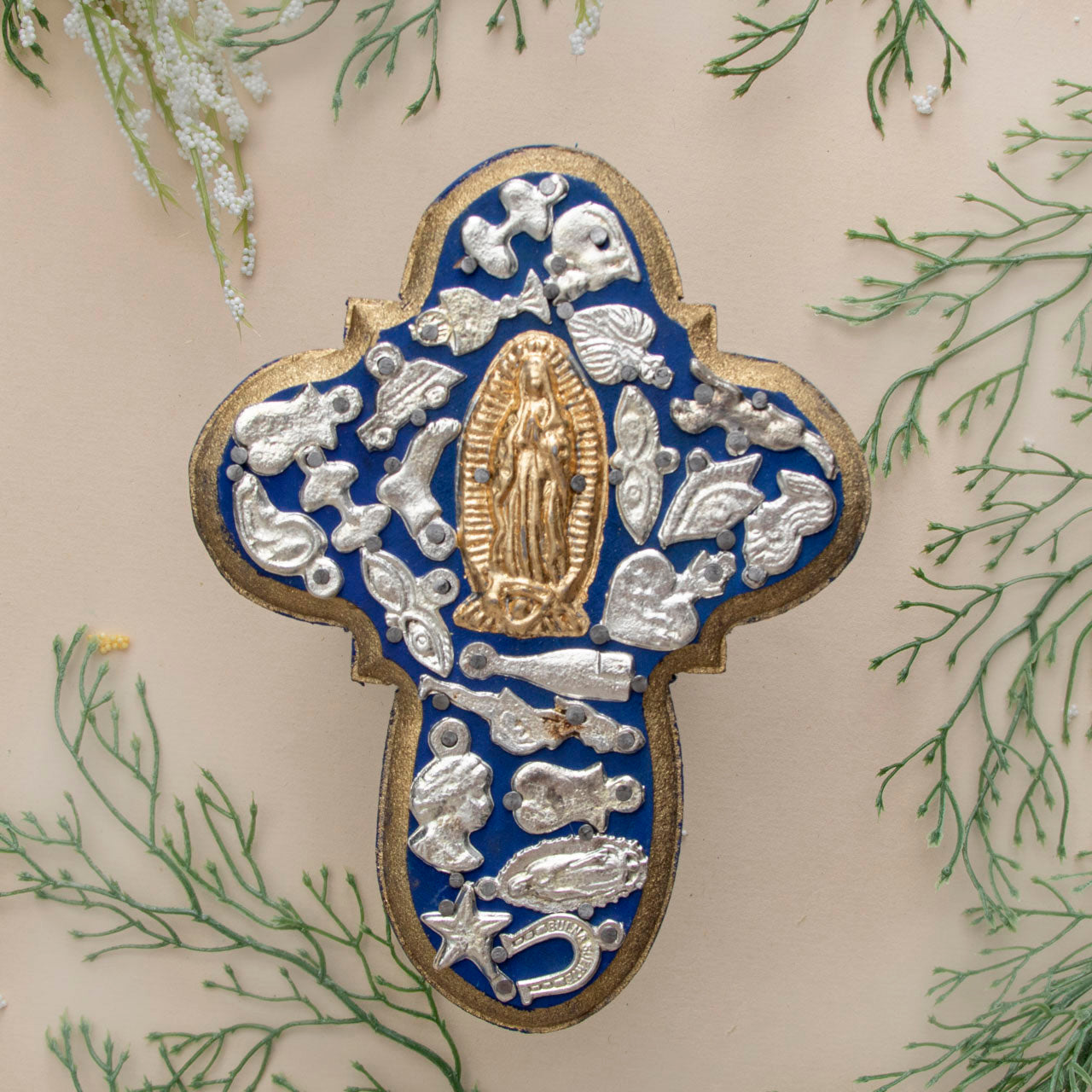 Wooden Wall Cross with Milagritos, Small