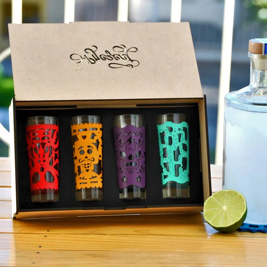 Colorful Faux Leather Cover Tequila Shot Glass - 1