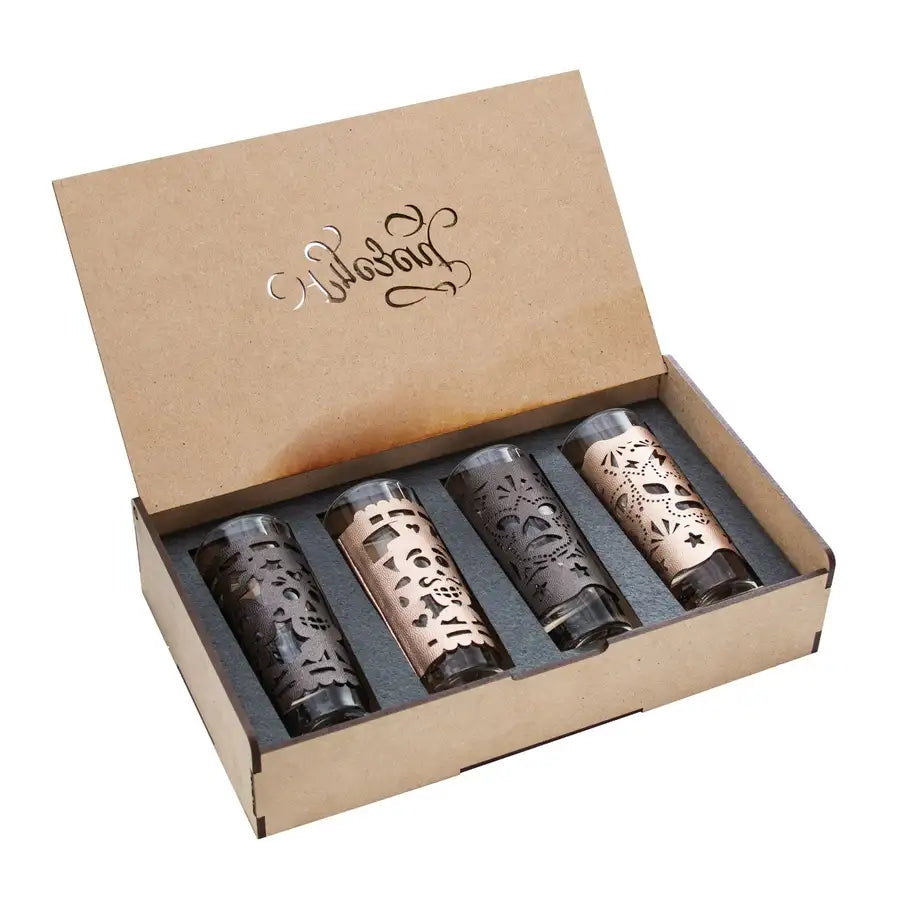 Colorful Faux Leather Cover Tequila Shot Glass - 6