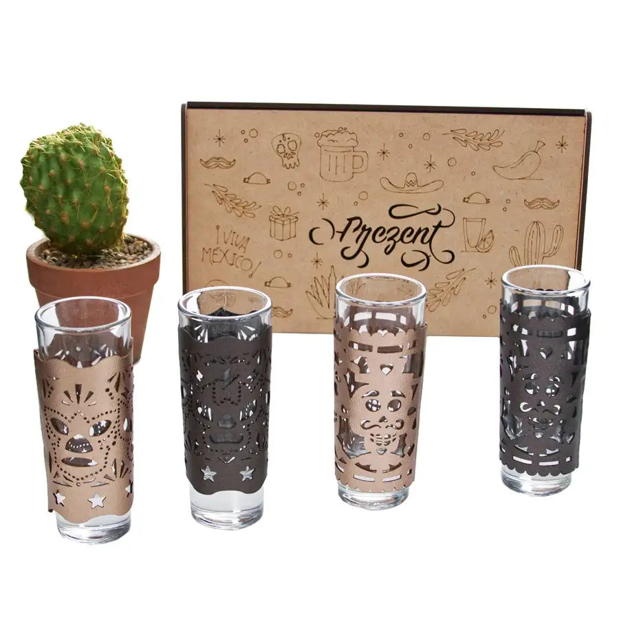 Colorful Faux Leather Cover Tequila Shot Glass - 9