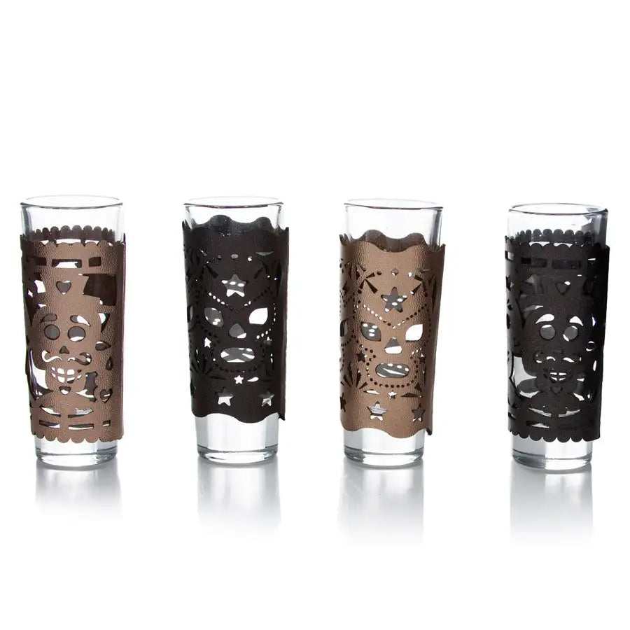 Colorful Faux Leather Cover Tequila Shot Glass - 10