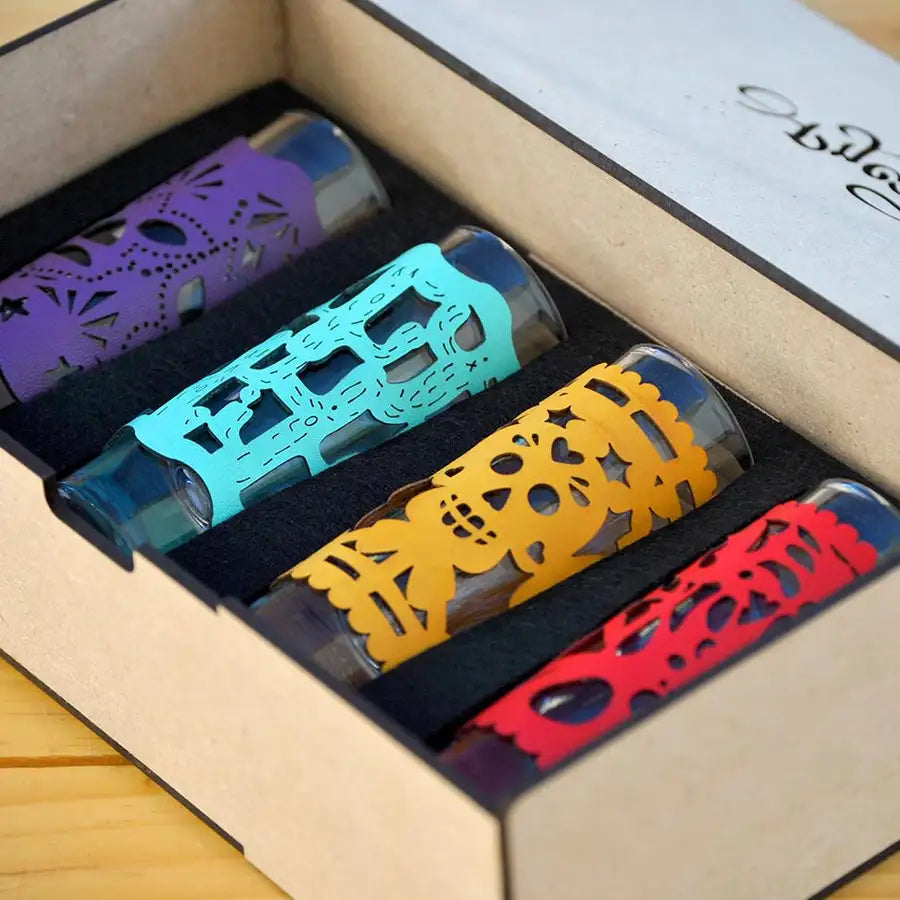 Colorful Faux Leather Cover Tequila Shot Glass - 3