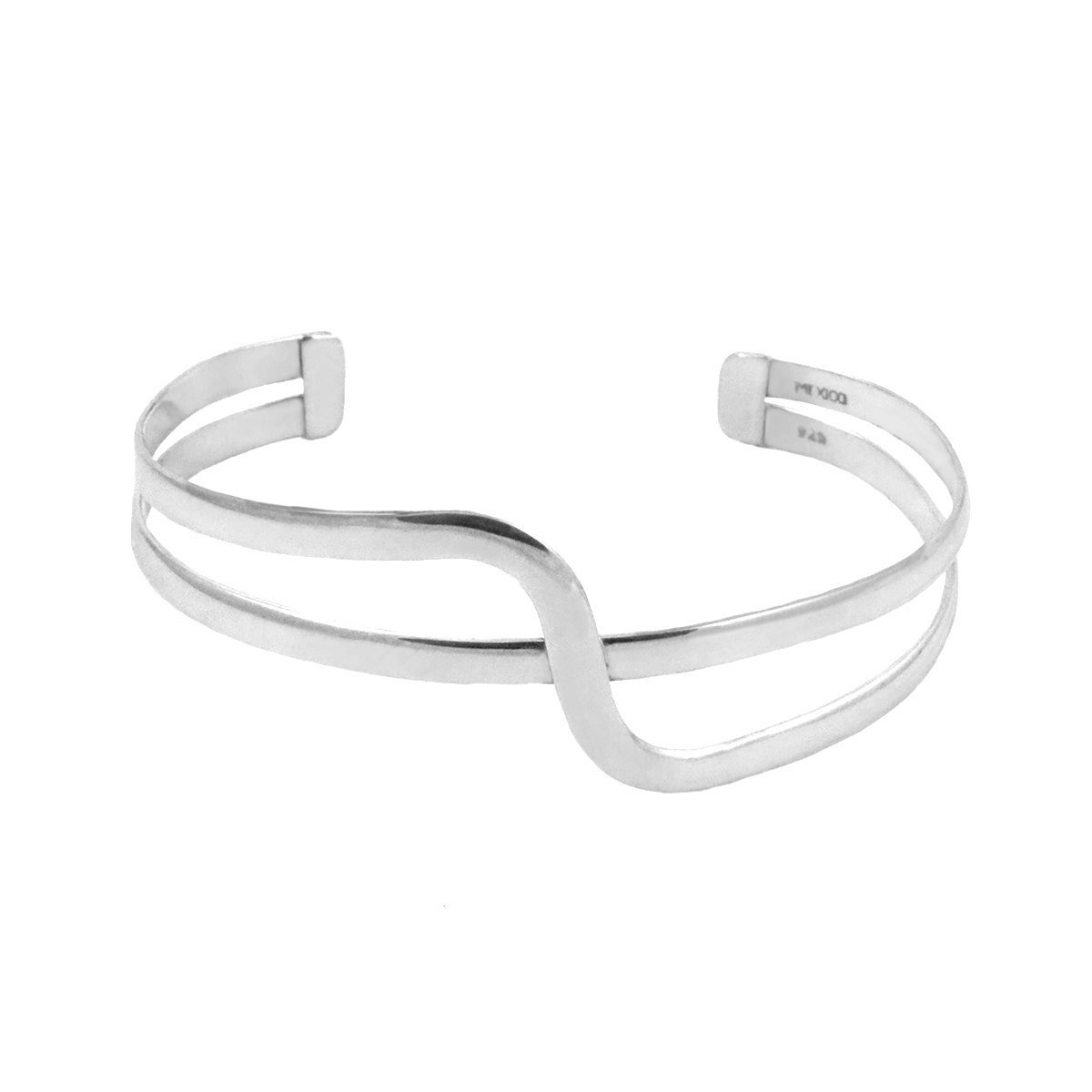 Sterling Silver Crisscross Wave Cuff Bracelet