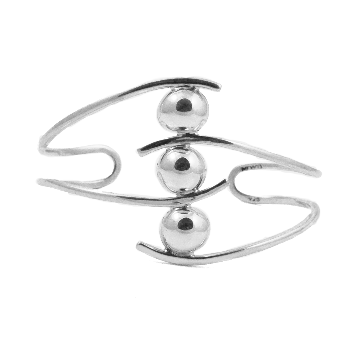 Sterling Silver Half-Sphere Waves Cuff Bracelet