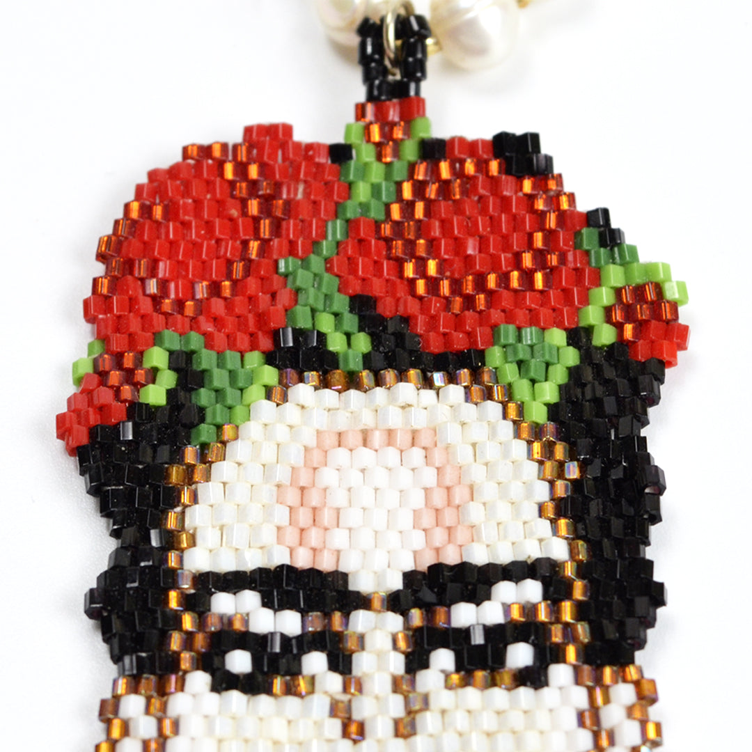 Wixárika Beaded Frida Pendant Necklace | Lolo Mexican Mercadito