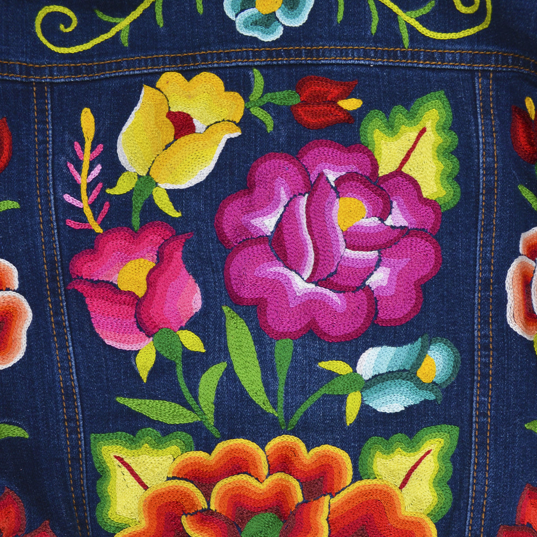 Juchitán Floral Embroidered Jean Jacket