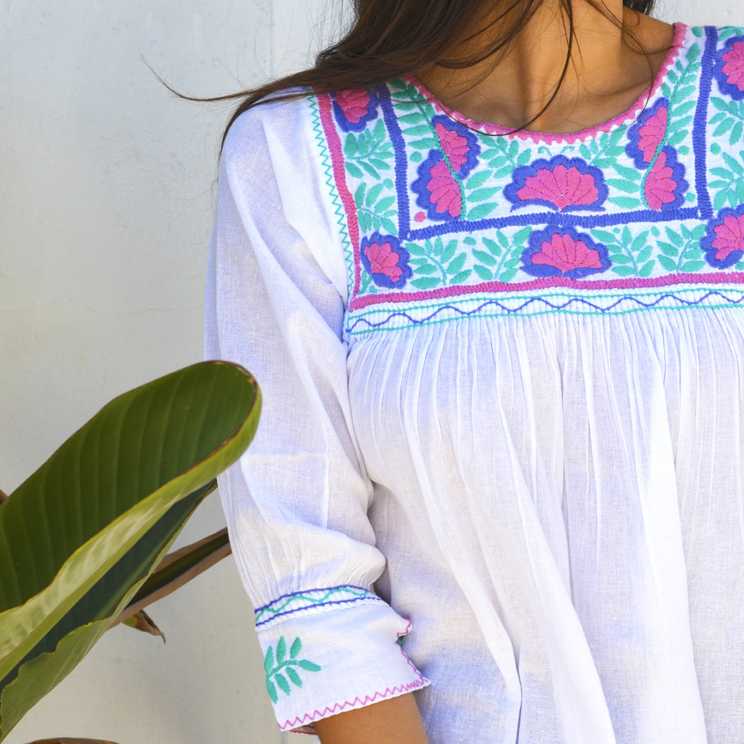 Carranza 3/4 Sleeve Embroidered Blouse