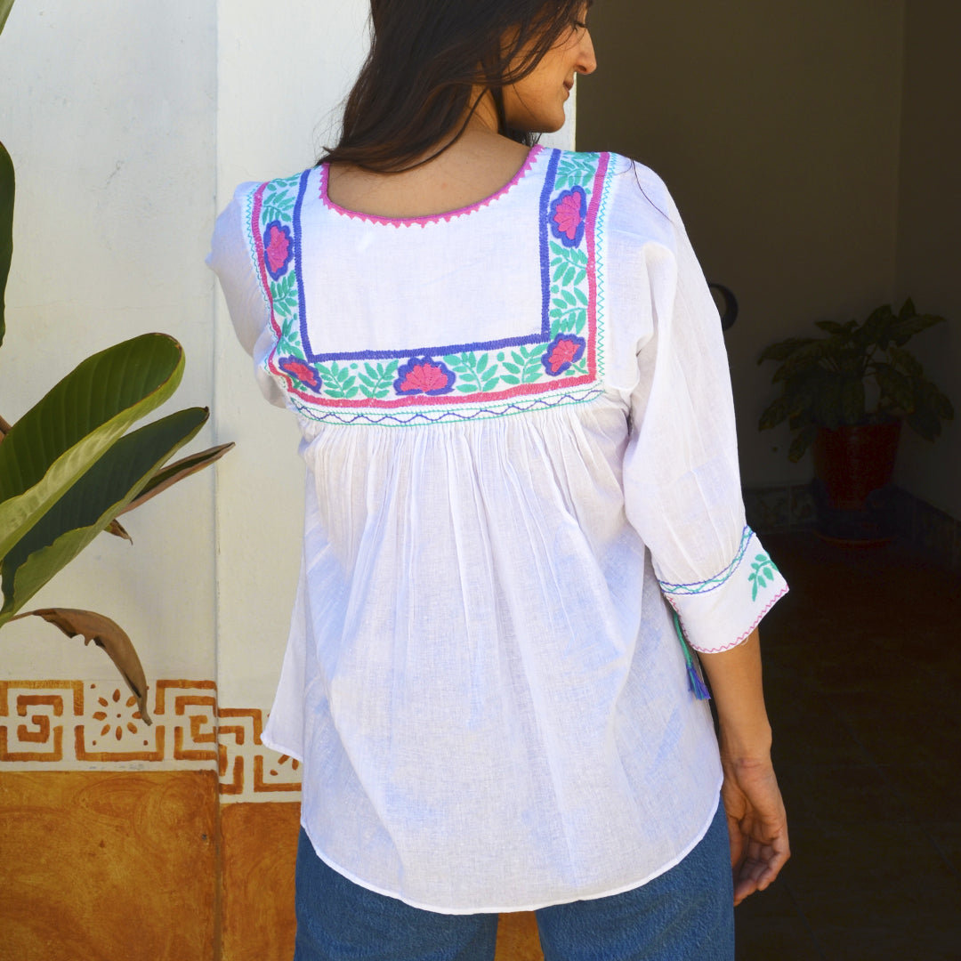 Carranza 3/4 Sleeve Embroidered Blouse