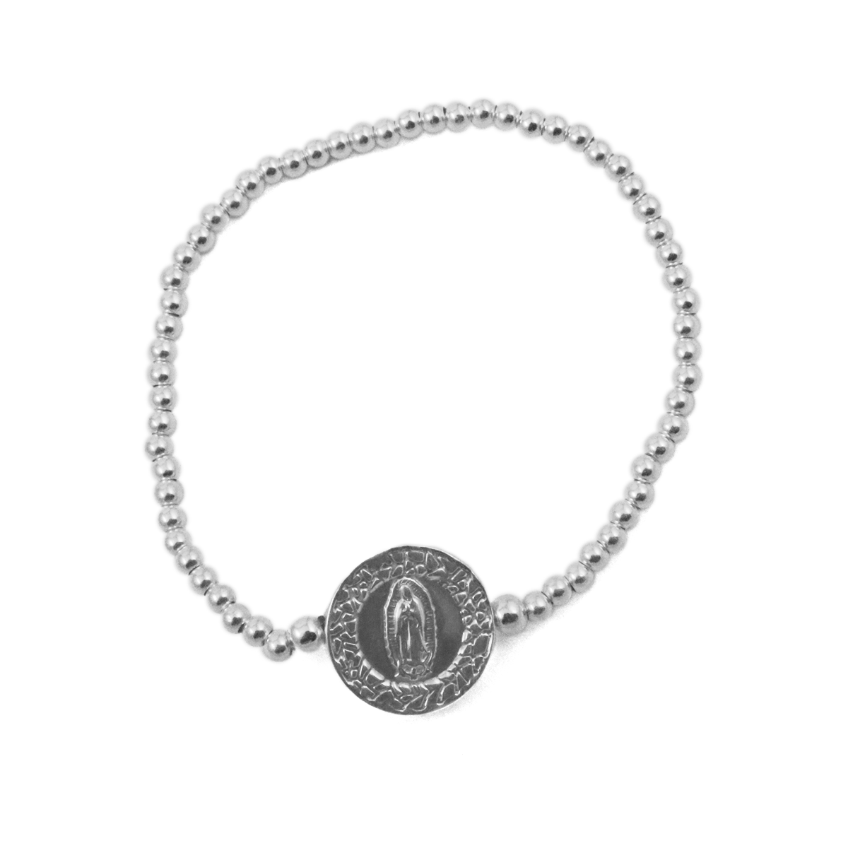 Sterling Silver Virgen de Guadalupe Beaded Bracelet