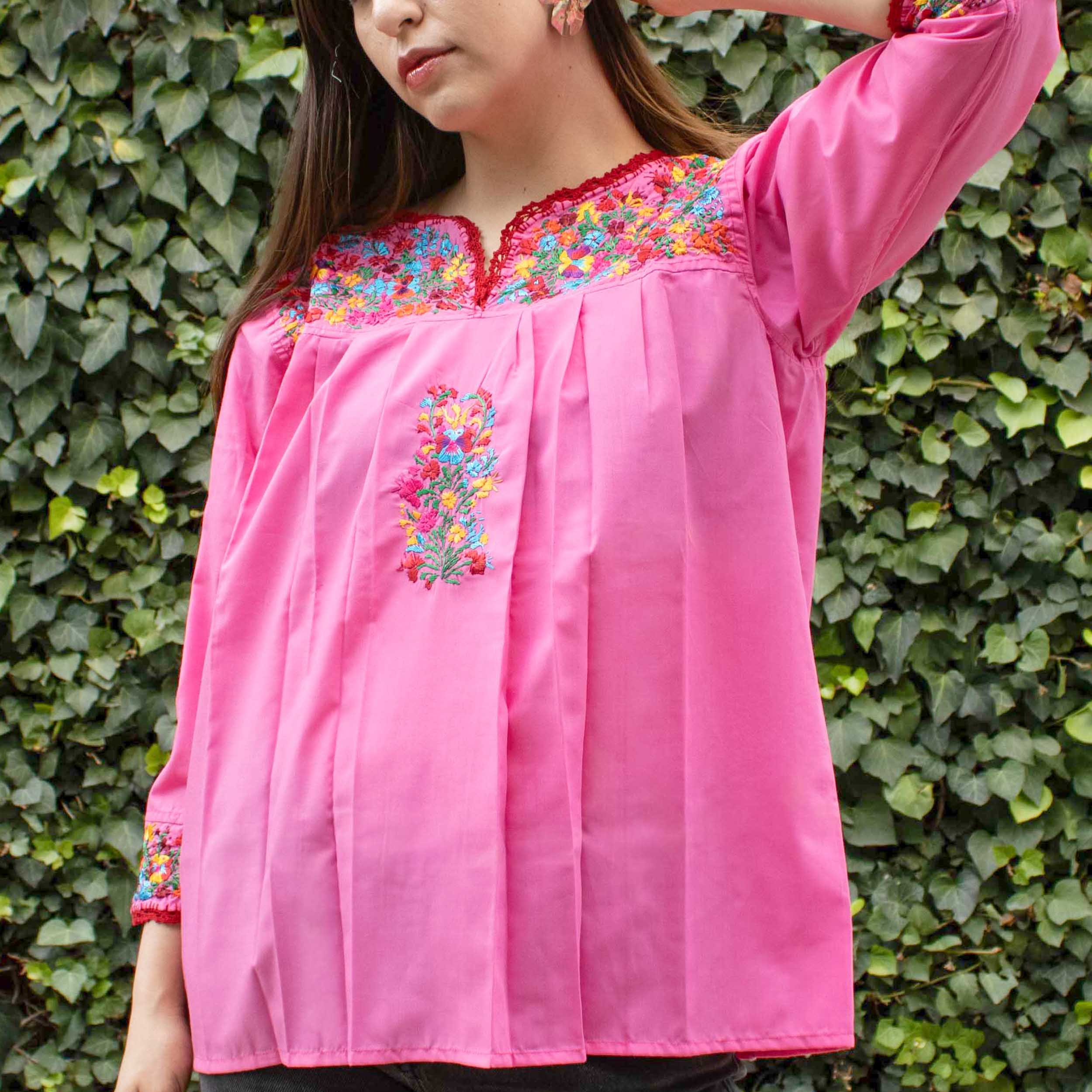 Camila Hand-Embroidered 3/4 Sleeve Blouse