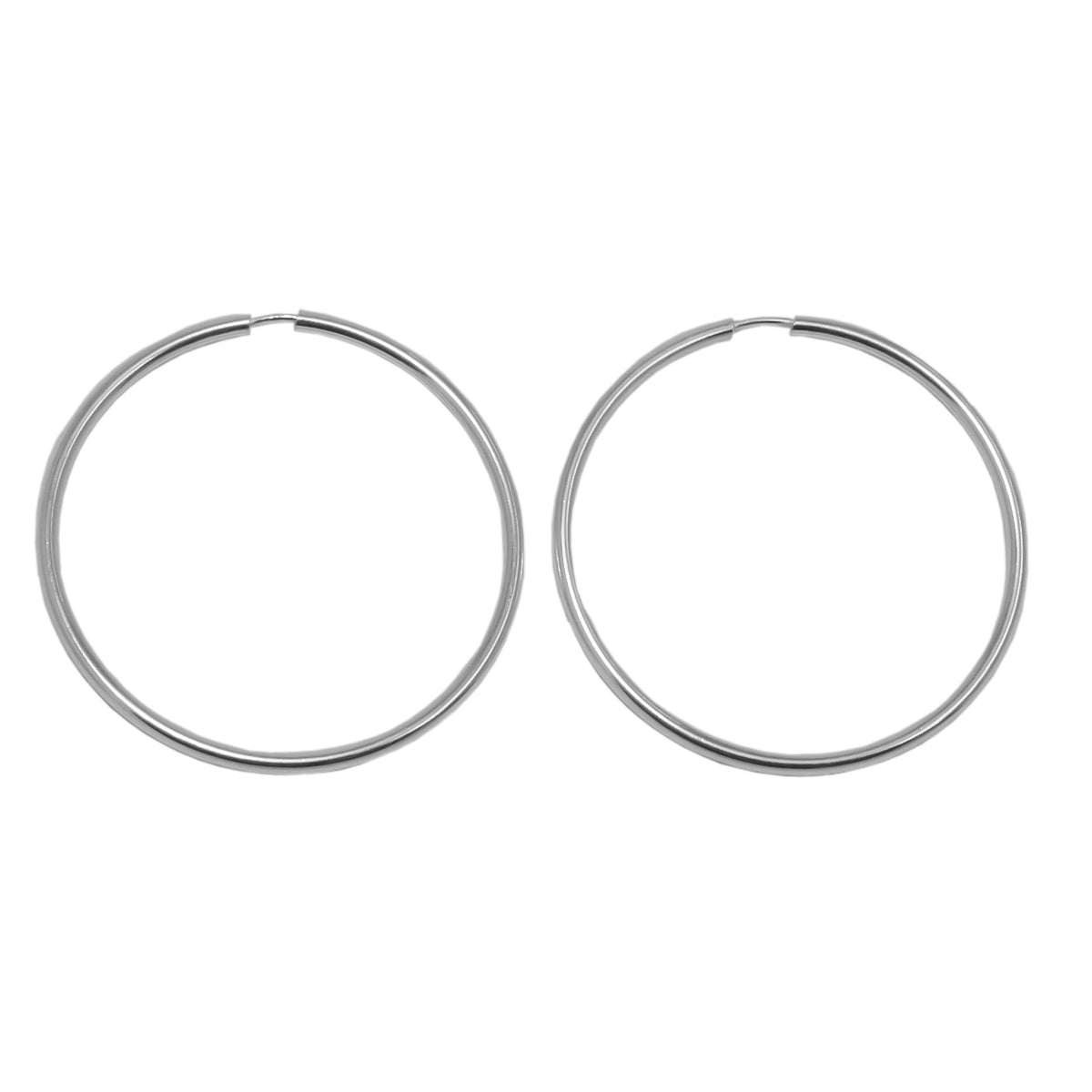 Sterling Silver Medium 1.3" Textured Hoop Earrings