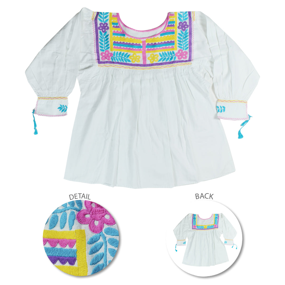 Carranza 3/4 Sleeve Embroidered Blouse | Lolo Mexican Mercadito