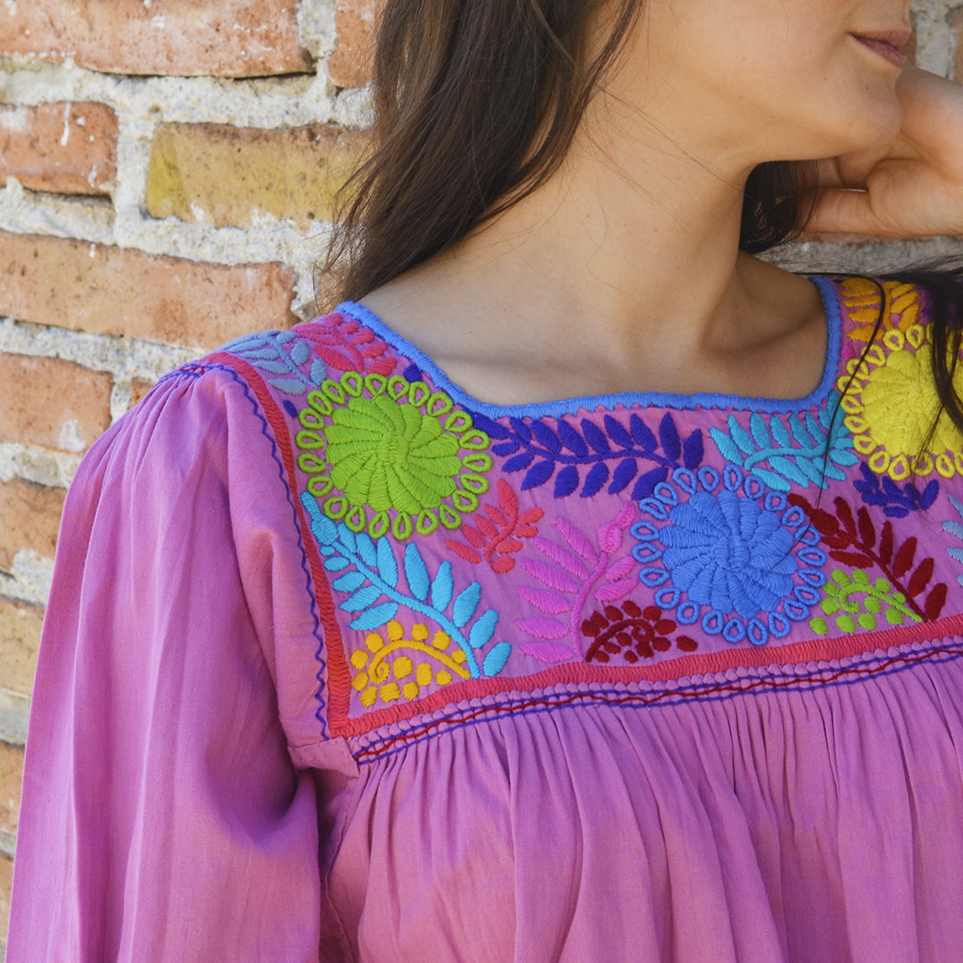 Carranza 3/4 Sleeve Embroidered Midi Dress | Lolo Mexican Mercadito