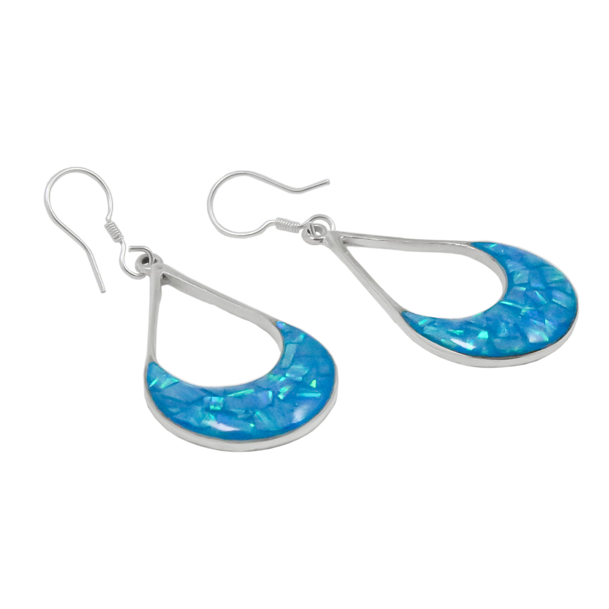 Sterling Silver Colorful Opal Teardrop Earrings