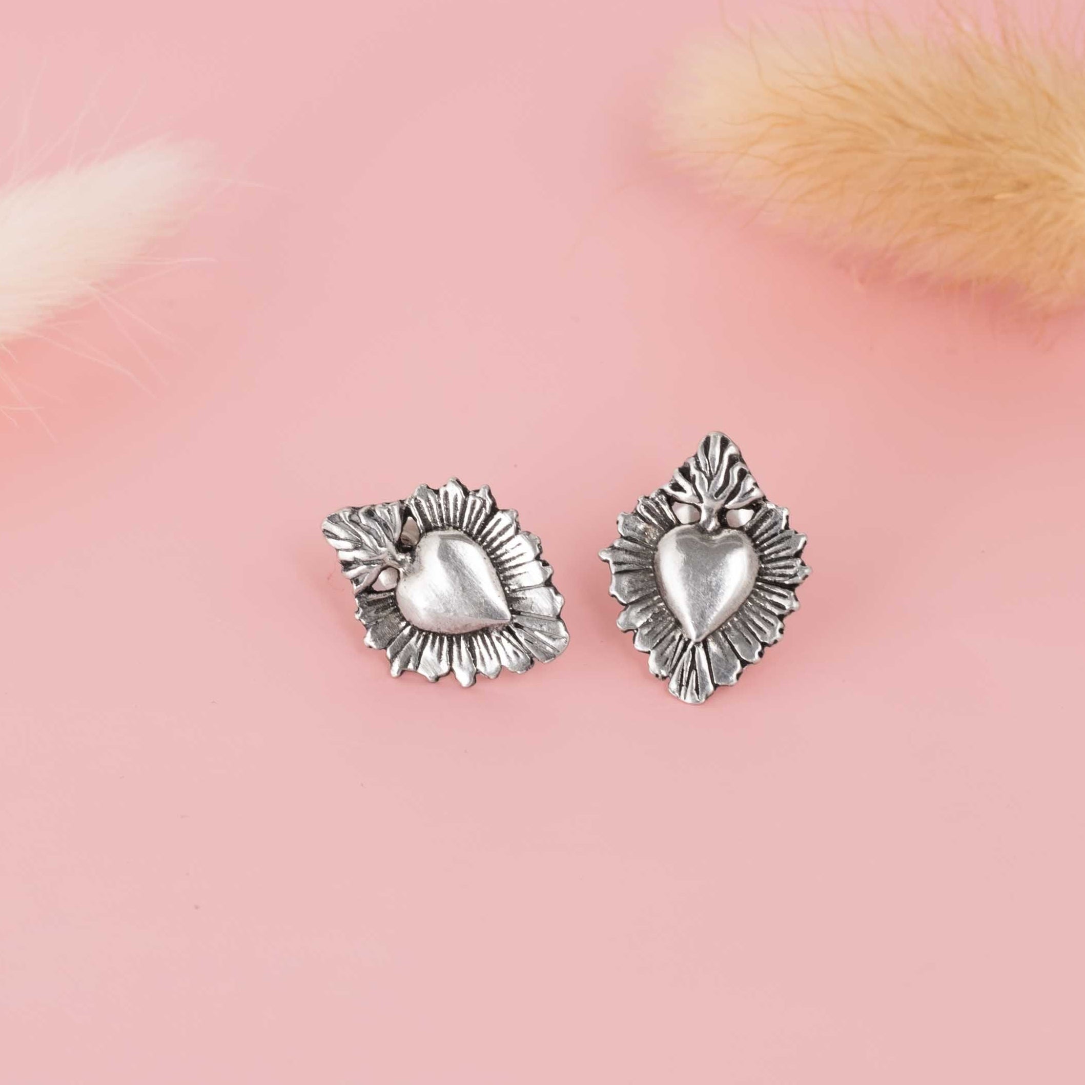 Sterling Silver Corazón Sagrado Earrings