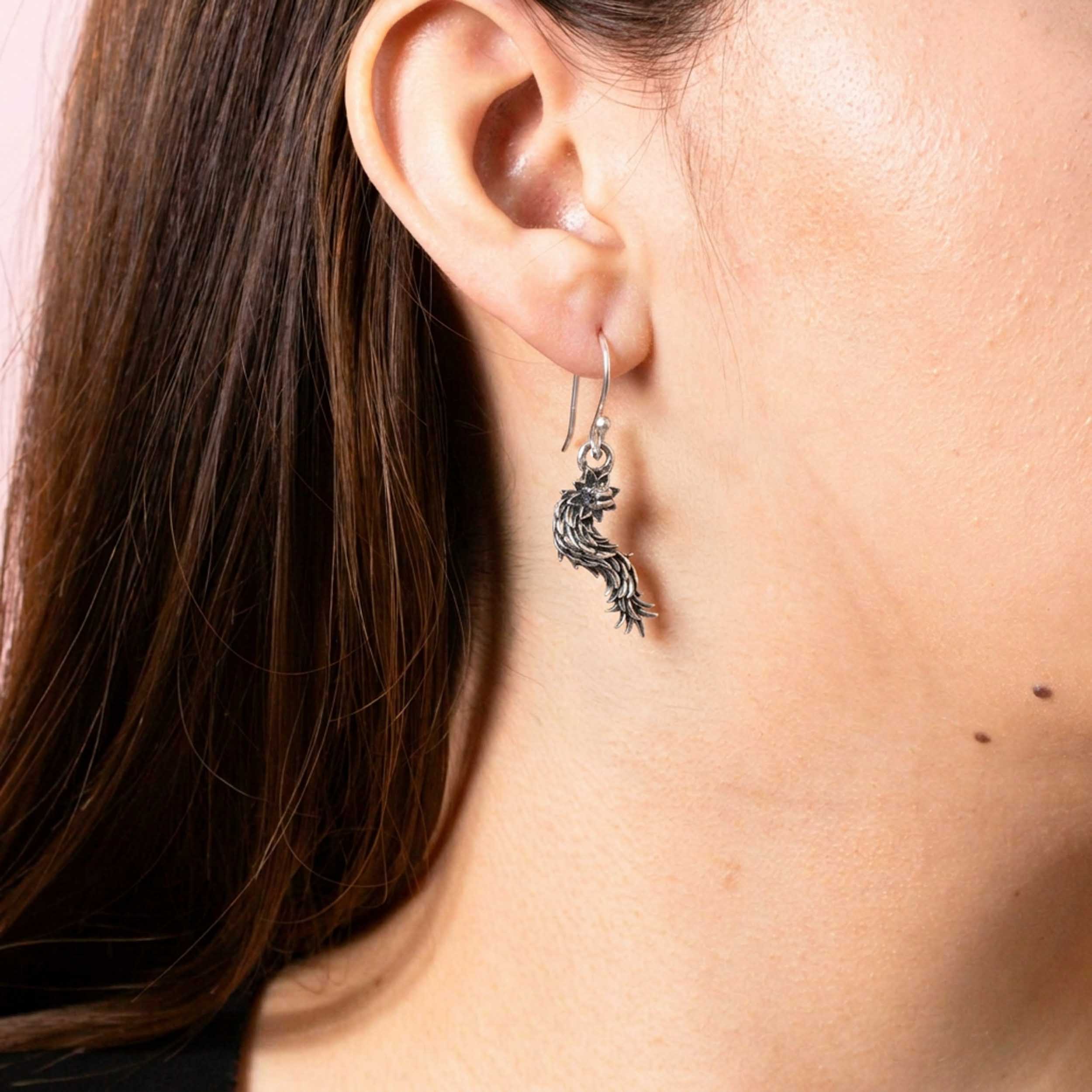 Sterling Silver Feathered Serpent Quetzalcoatl Earrings