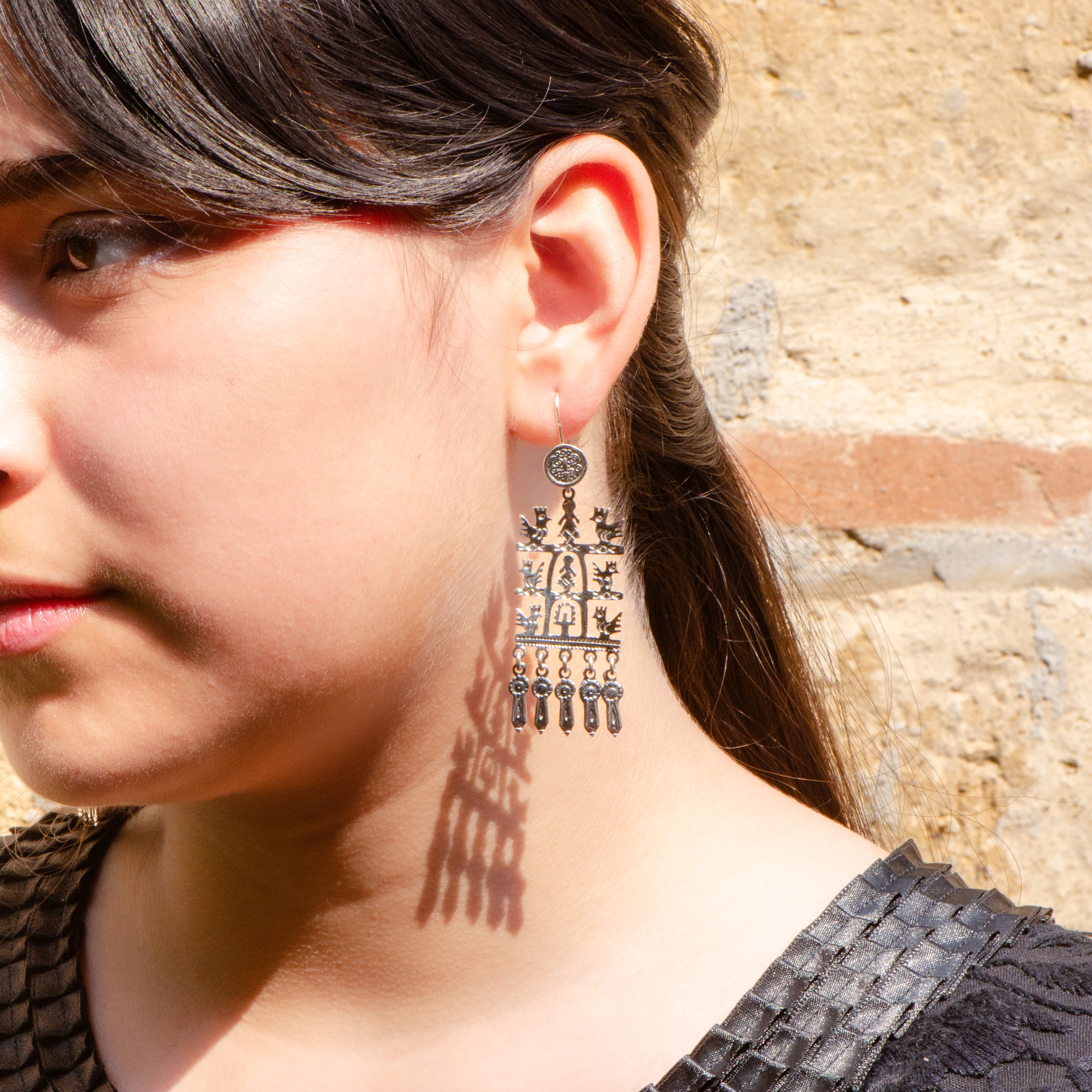 Sterling Silver Roots and Wings Dangle Drop Earrings