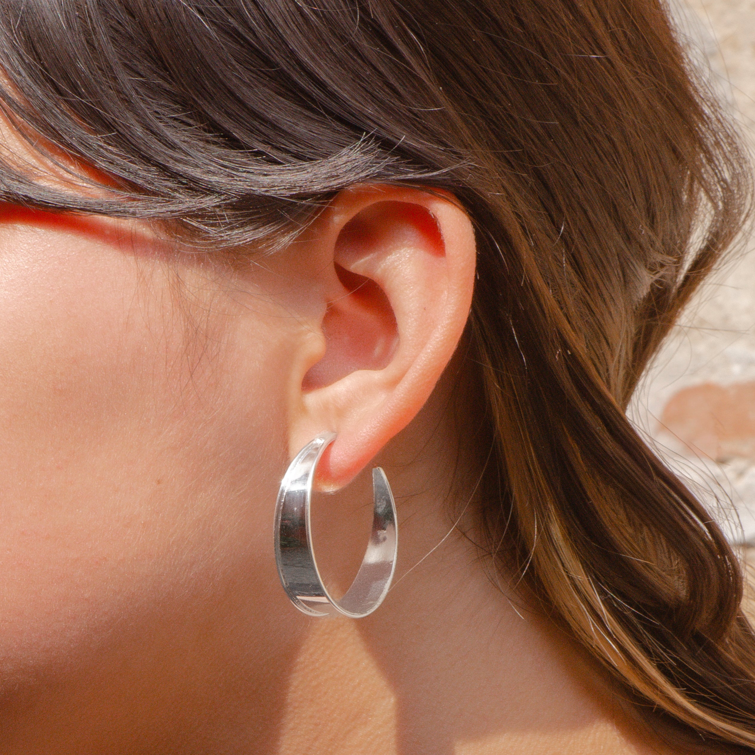 Sterling Silver Wide Hoop Earrings
