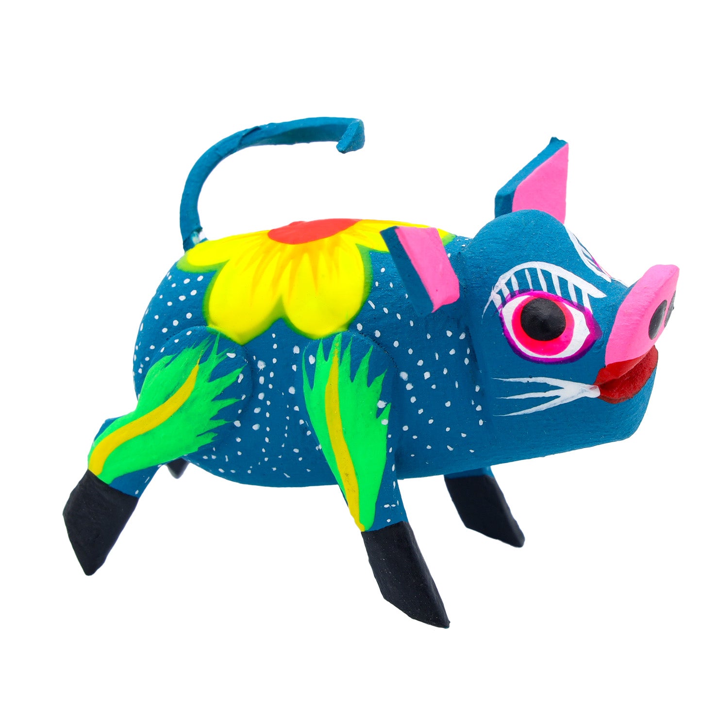 Hand Painted Piglet Wooden Figurine | Lolo Mexican Mercadito