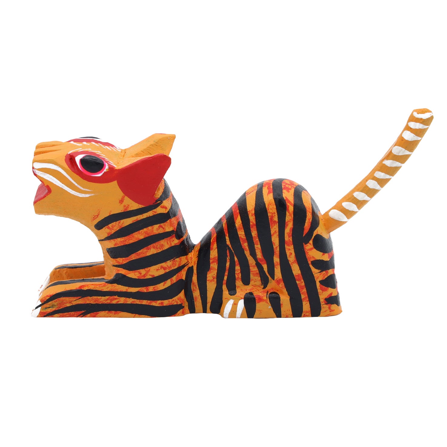 Hand Painted Tiger Wooden Figurine