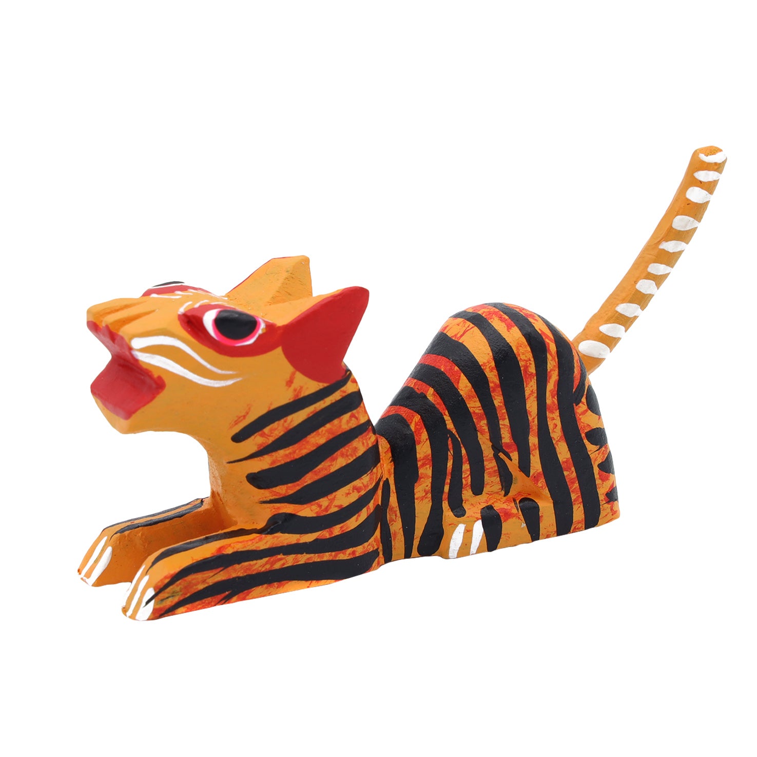 Hand Painted Tiger Wooden Figurine