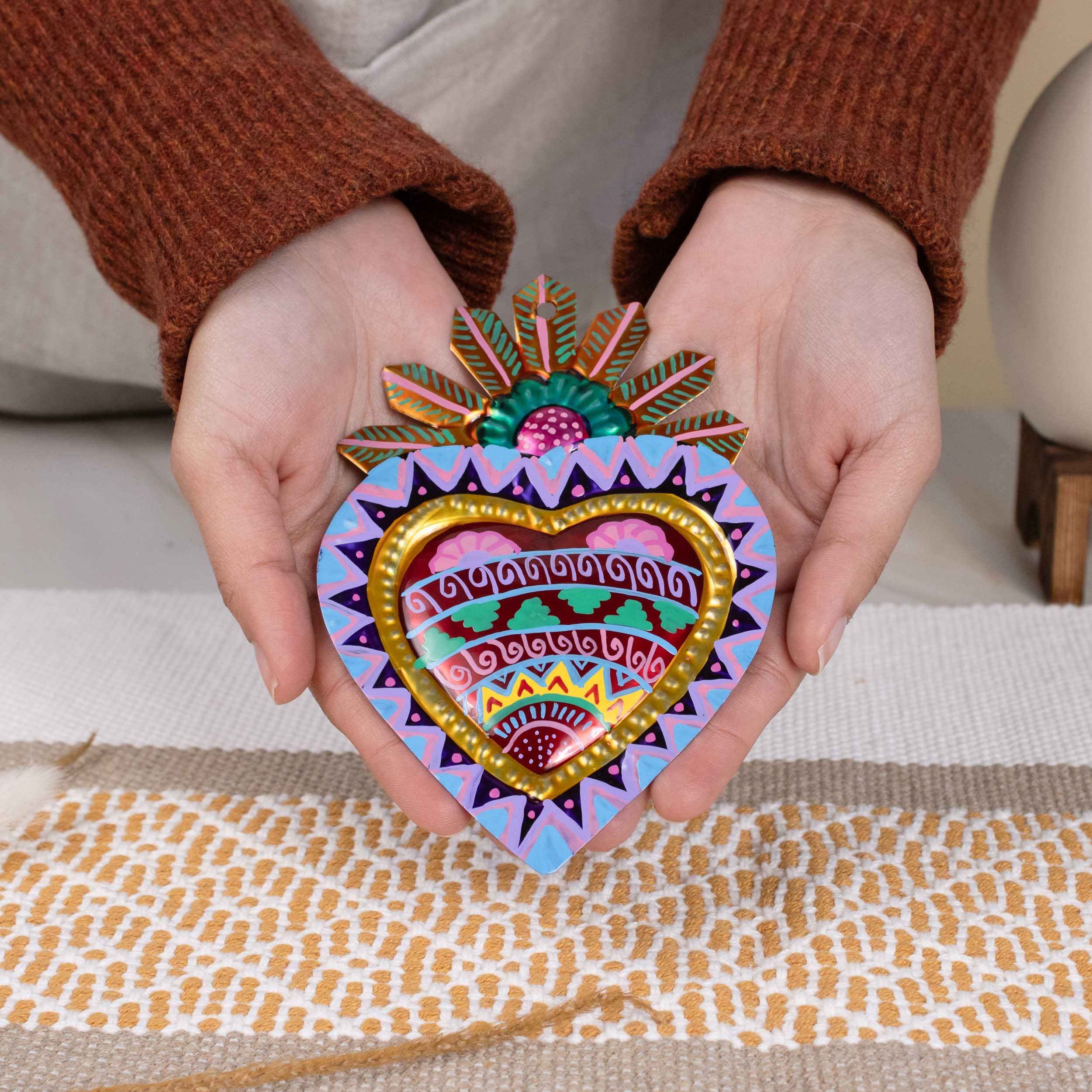 Extra Detailed Medium Mexican Milagro Tin Hearts | Lolo Mexican