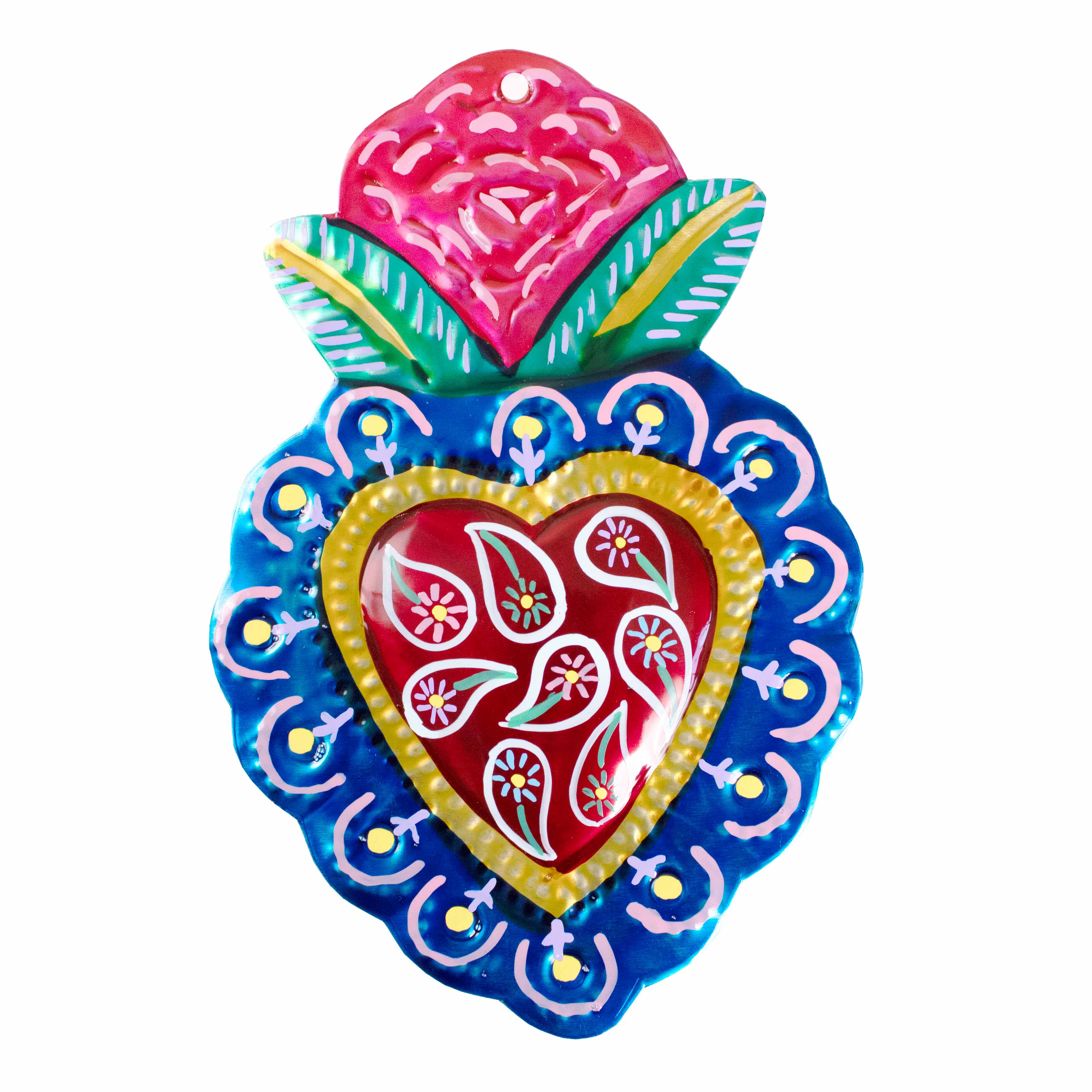 Extra Detailed Medium Mexican Milagro Tin Hearts | Lolo Mexican