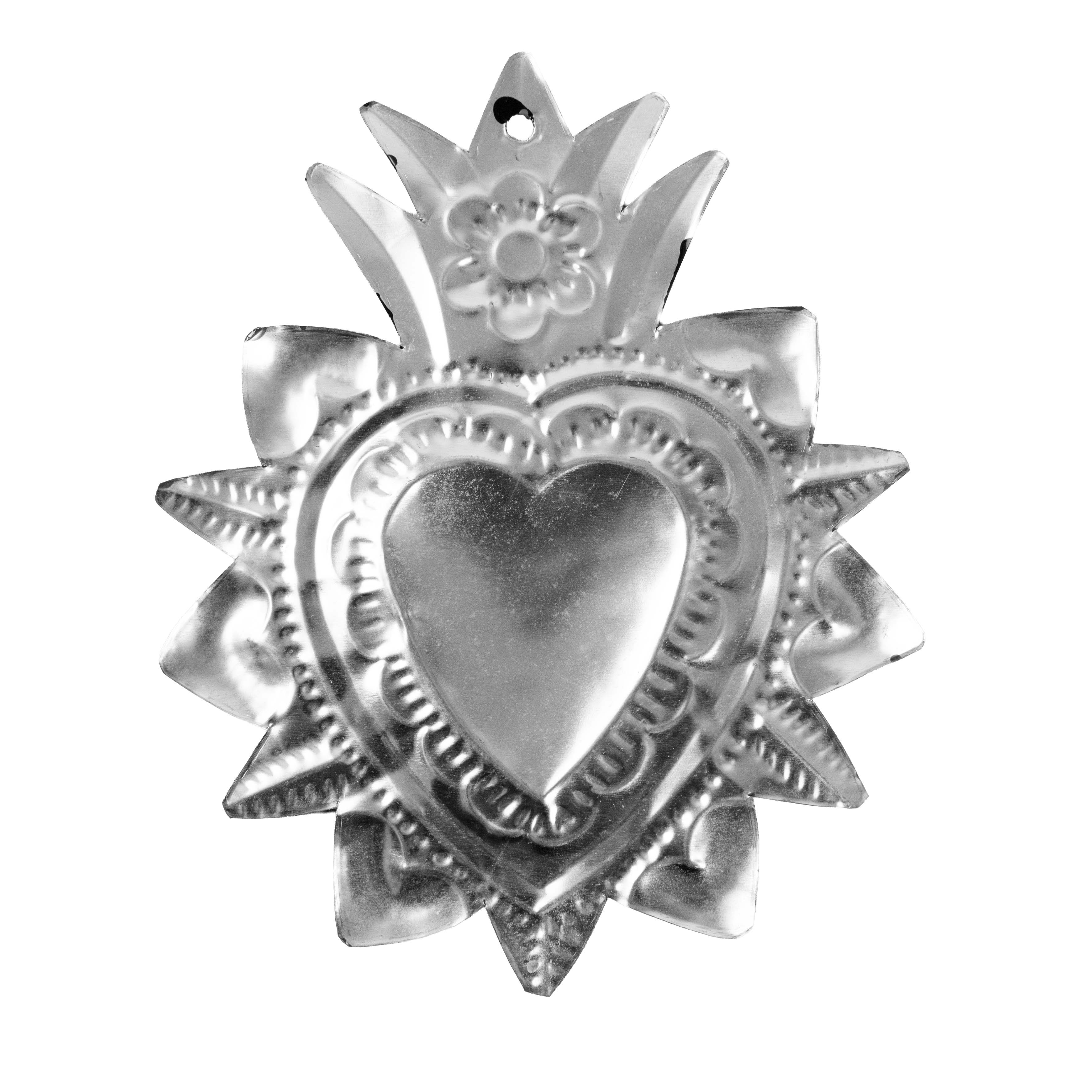 Extra Detailed Medium Mexican Milagro Tin Hearts