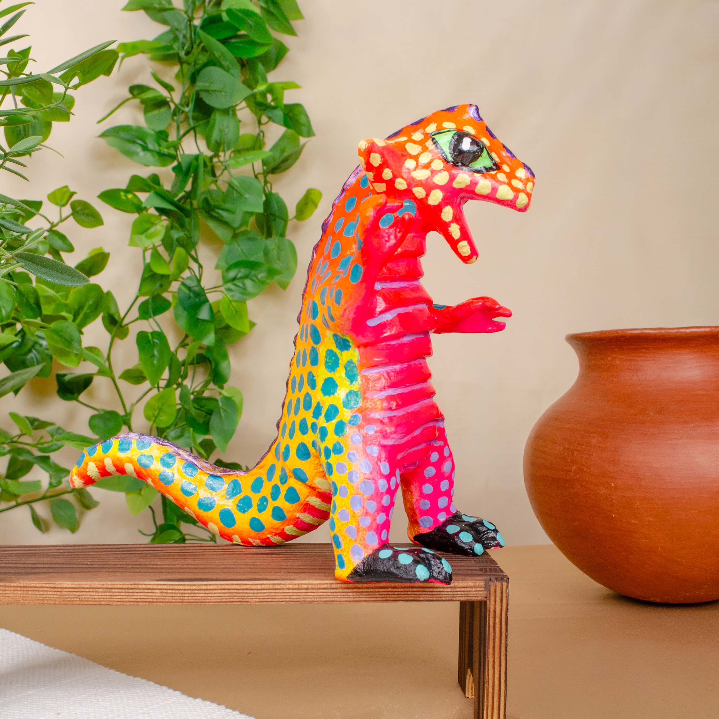 Papier-Mâché Dragon and Lizards Alebrijes Sculptures