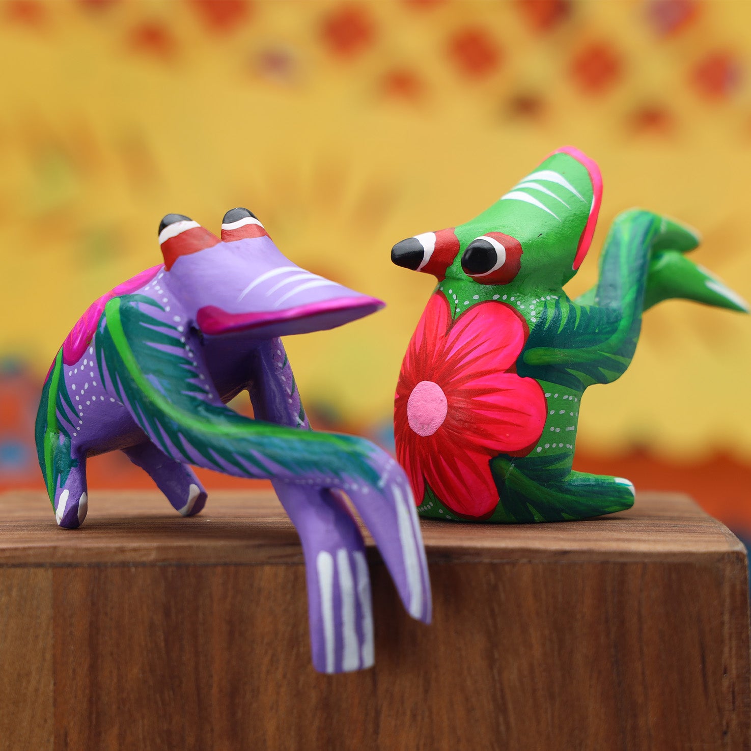 Hand Painted Frog Wooden Figurine Alebrije