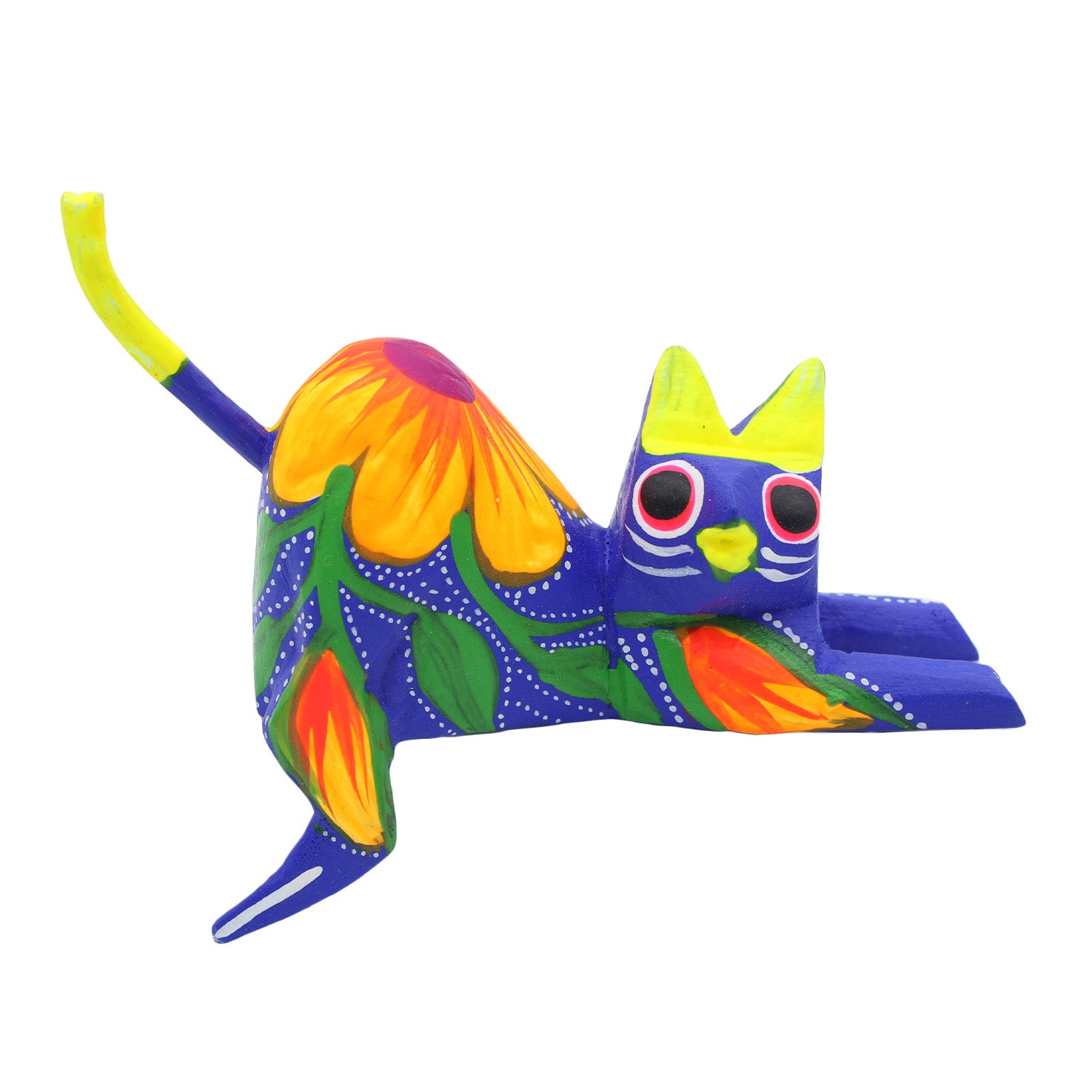 Hand Painted and Carved Hanging Cat Wooden Figurine Alebrije