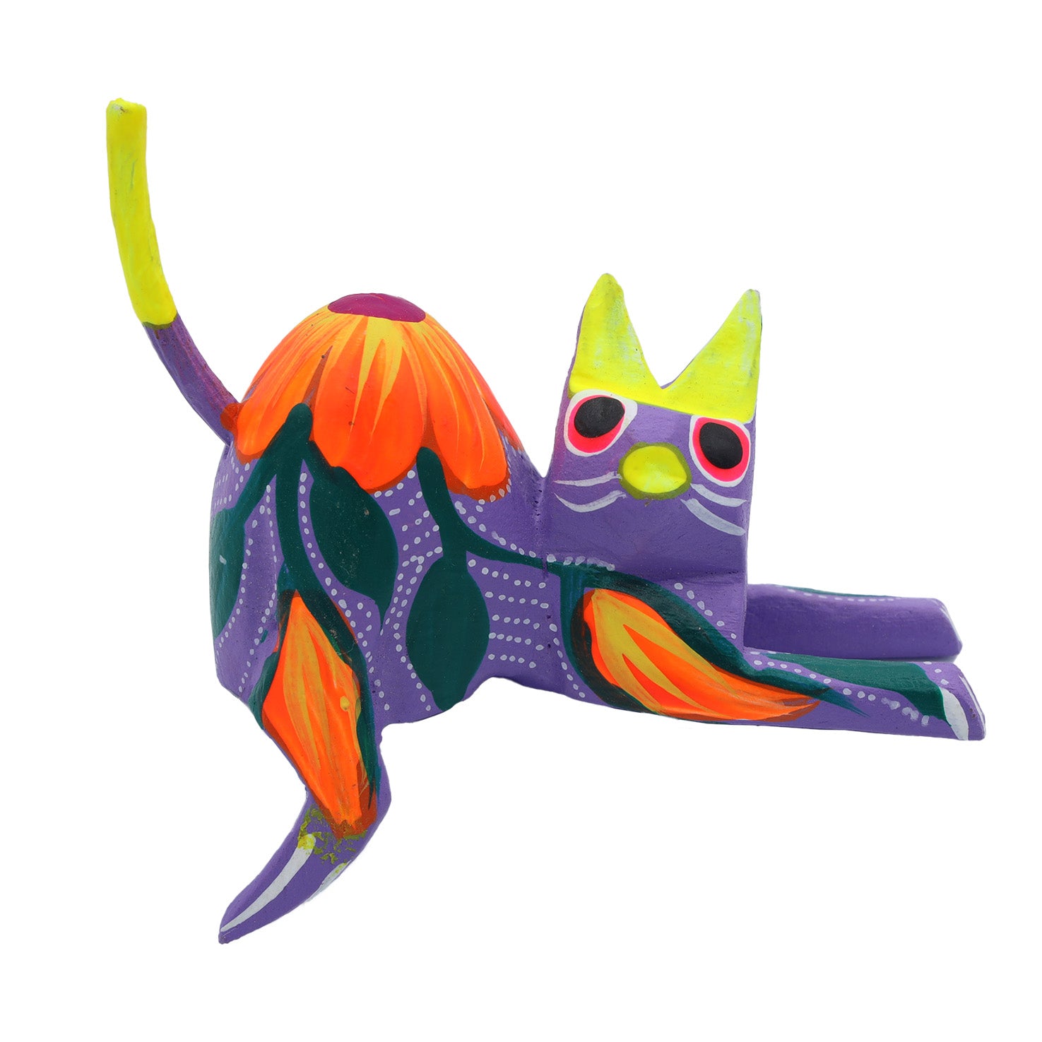 Hand Painted and Carved Hanging Cat Wooden Figurine Alebrije