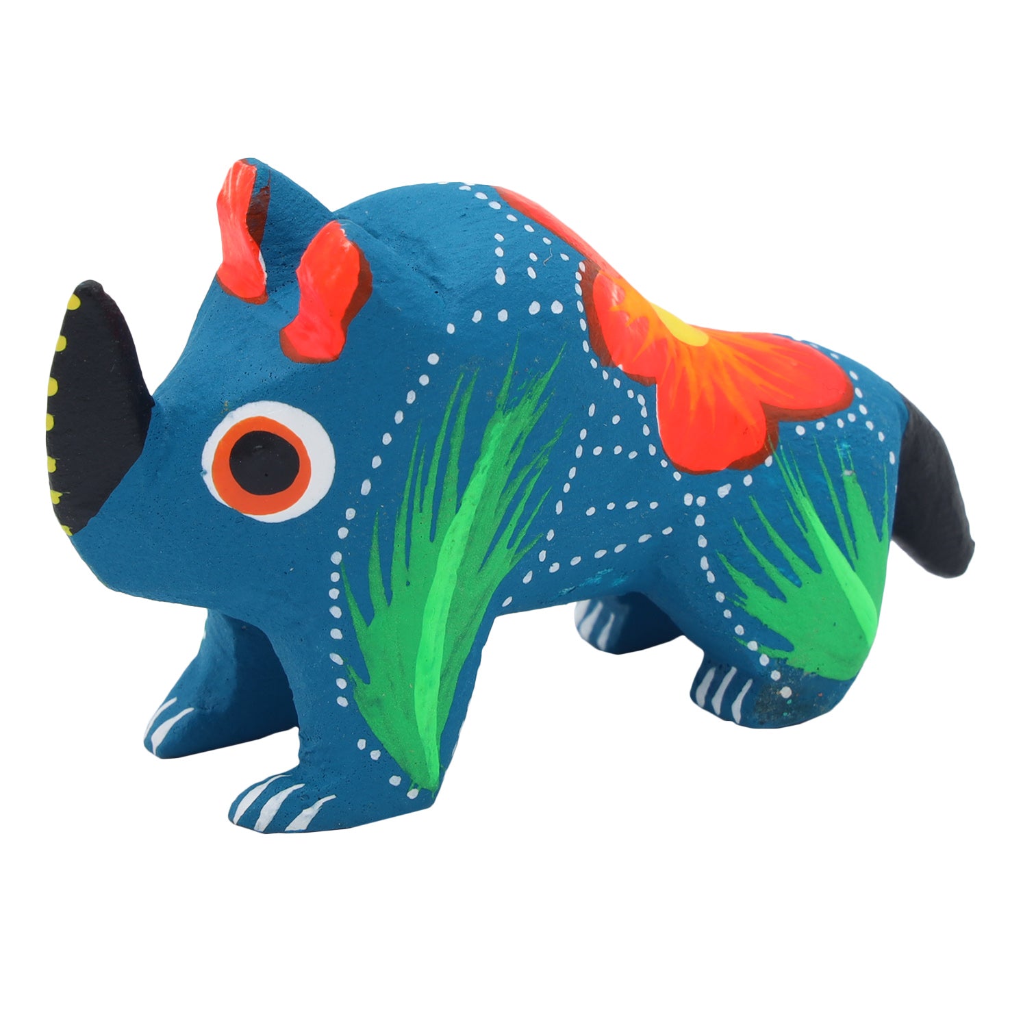 Hand Painted Rhino Wooden Figurine