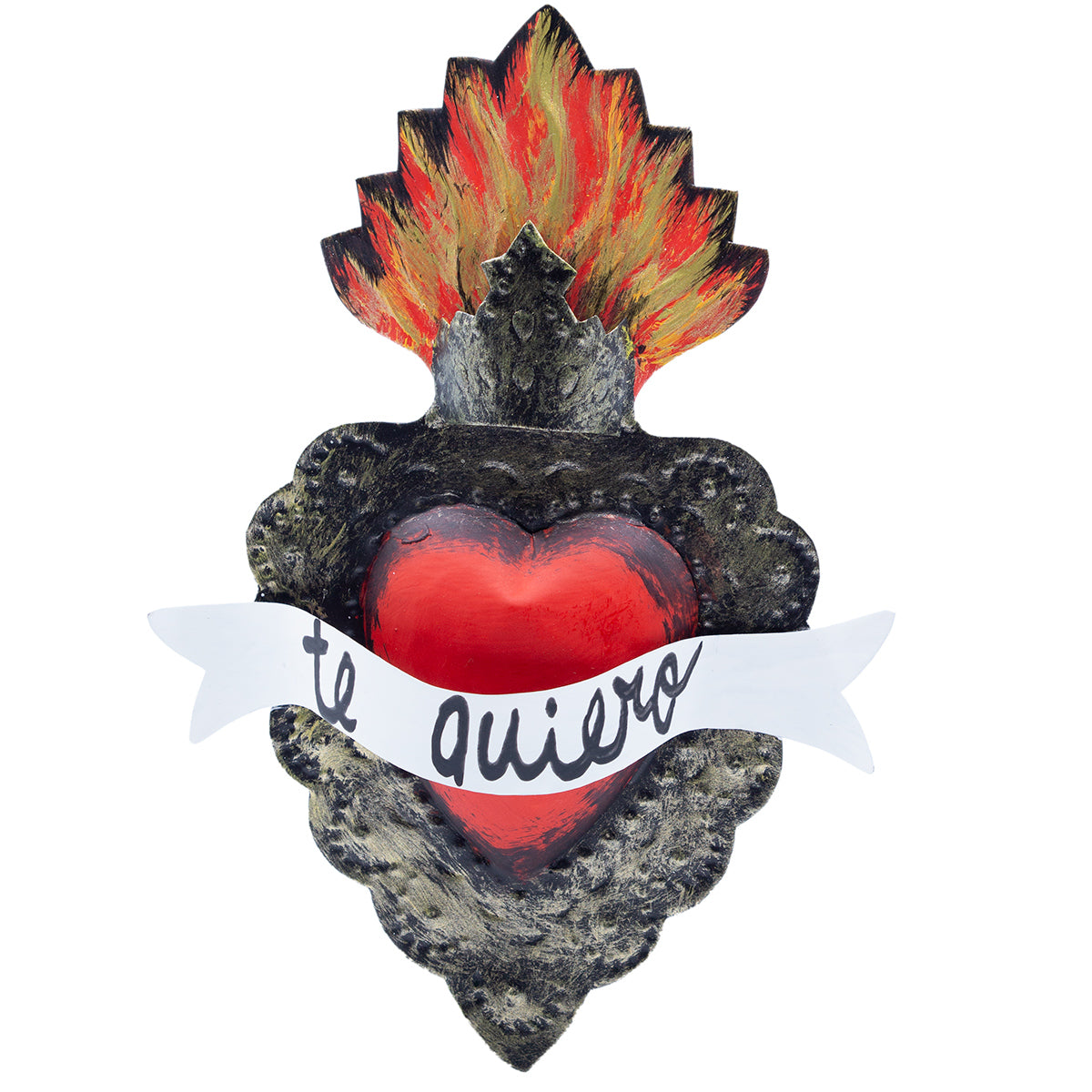 Mexican Milagro Tin Heart with Love Message