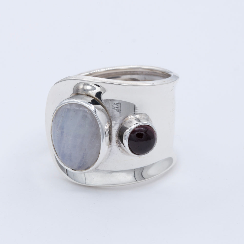 Sterling Silver Two Gemstones Ring
